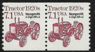 Xsv024scott 2127b Us Stamp 1987 7.  1c Tractor Transportation Nonprofit Zip,  4 Pair
