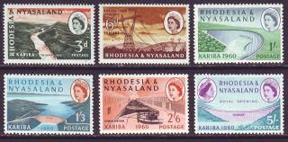 Rhodesia & Nyasaland 1960 Sc 172 - 177 Mnh Set Kariba Dam