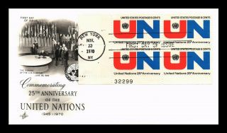 Dr Jim Stamps Us United Nations 25th Anniversary Fdc Cover Plate Block