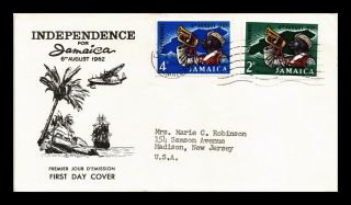 Dr Jim Stamps Independence Jamaica Fdc Combo Scott 181 - 82 Cover