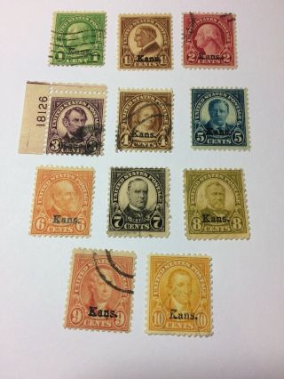 Us Stamps 658 - 668 Kansas Overprints (v7291)