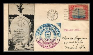 Dr Jim Stamps Us Quentin Roosevelt Memorial Day Air Mail Cover 1929 Oyster Bay