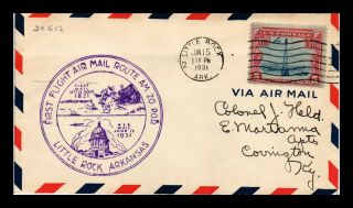 Dr Jim Stamps Us Little Rock Arkansas Am 20 First Flight Air Mail Cover 1931