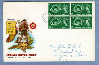 1957 Gb Scout Jubilee Jamboree Illustrated Scout Rover Moot Blk/4 Fdc