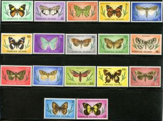 Norfolk Is.  Sc 201 - 217 1976 - 77 Butterflies Complete Set Og Nh
