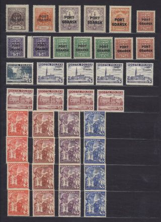 Poland Port Gdansk 1925 - 1938,  38 Stamps,  Mnh/mlh
