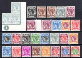 Malaya Malaysia Straits Settlements 1954 Malacca Qeii Selection Of Mh Stamps