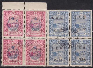 France Turkey Armenia - Cilicie 1919 Blk 10 & 20 Paras Stamps Mersine Ovp Error