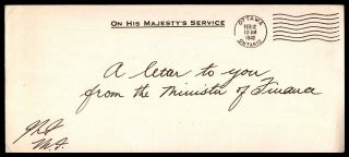 Mayfairstamps 1942 Canada Cover Ottawa Ohms Official To Minister Of Finance Cove