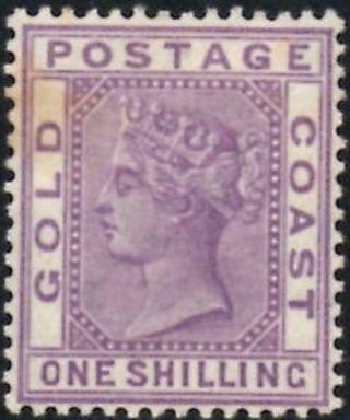 Gold Coast 1888 Qv 1/ - Violet Sg.  18 (hinged) Perf.  14 Wmk Crown Ca