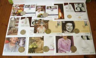 9 Coin First Day Covers For The Queen 