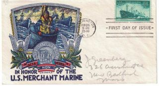 1946 Fdc,  939,  3c U.  S.  Merchant Marine,  Staehle Cachet