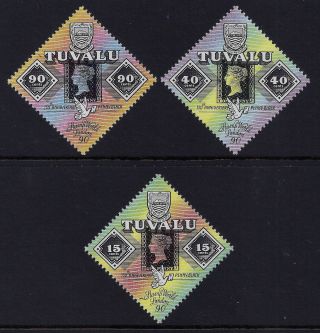 1990 Tuvalu 150th Anniversary Of The Penny Black Set Of 3 Fine Mnh