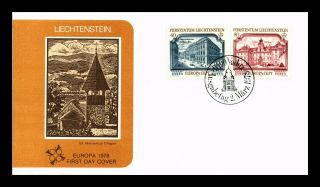 Dr Jim Stamps Europa Cept Architecture Fdc Liechtenstein Scott 636 - 37 Cover