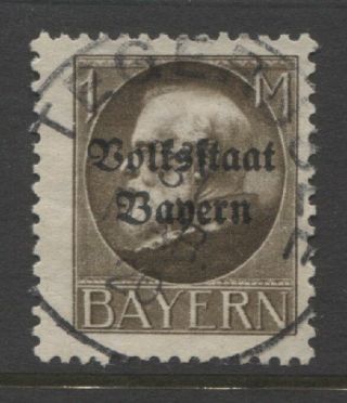 1919 German States Bavaria 1 Mark King Ludwig Iii With Overprint,  Signed