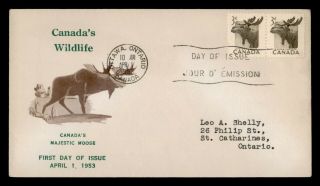 Dr Who 1953 Canada Wildlife Moose Pair Fdc C123761