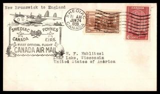 Mayfairstamps 1939 Canada First Flight Shediac To England Cover Wwb41819