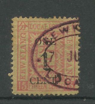 1896 Local Post Sg 19,  1c On 15c Red/yellow Kewkiang Overprint,  Fine.