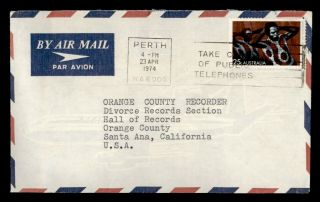 Dr Who 1974 Australia Perth Slogan Cancel Airmail To Usa E68184