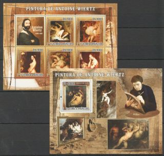 N653 2007 S.  Tome & Principe Art Paintings Antoine Wiertz Kb,  Bl Mnh Stamps