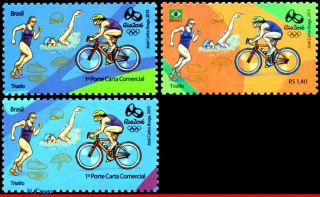 E17 Brazil 2015 Olympic Games,  Rio 2016,  Triathlon,  Bike,  1st And 4th Sheet,  Mnh