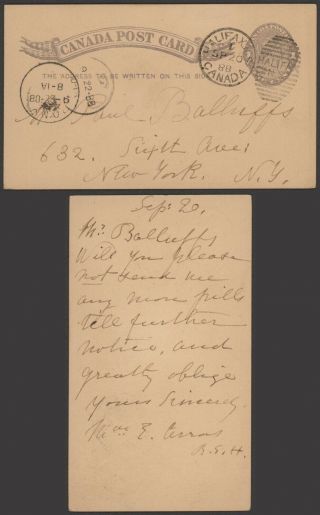 Canada 1888 - Postal Stationery Halifax To York Usa 37791/45