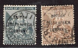 British South Africa Company Rhodesia 1896 Stamp Sc.  43 And 45