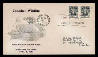 Dr Who 1953 Canada Rocky Mountain Bighorn Sheep Pair Fdc C123195