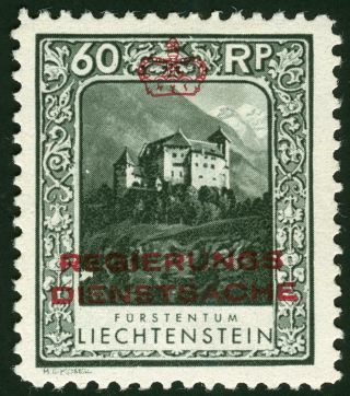 Liechtenstein Stamps 1932 60 Rappen Gutenberg Castle Mi 7a Mlh € 16,  — $18.  00