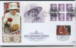 Gb 2015 Benhams Gold Fdc Our Gracious Queen Booklet London Sw1 Postmark Stamps