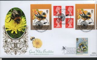 Gb 2015 Benhams Gold Fdc Bees Self Adhesive Booklet Workington Postmark Stamps