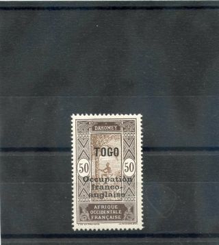 Togo,  French Occ Sc 188 (yt 96) Vf Nh 1916 50c Brown Lilac & Brown $12
