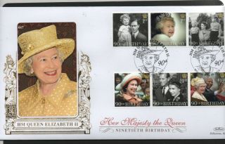 Gb 2016 Benhams Gold Fdc Queens 90th Birthday Windsor Postmark Stamps