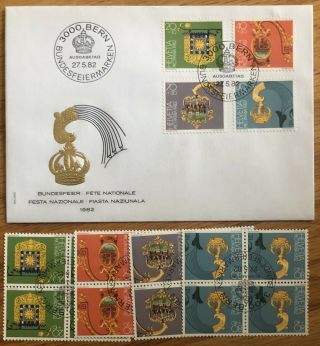 Switzerland Stamps 1982 Pro Patria Fdc Plus Blocks Of 4 Fd Cxl