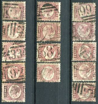 (339) 14 Very Good Sg48 Qv 1/2d Rose Red Mixed Plate Numbers