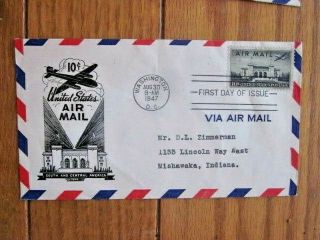 10c 1947 Airmail Rate To South And Central America Scarce Ioor Cachet Fdc