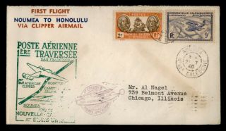 Dr Who 1940 Caledonia To Honolulu Hi First Flight Air Mail Clipper C134986