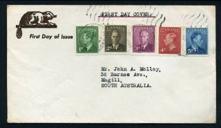 Canada 1949 Gvi Set Of 5 To 5c - Fdc