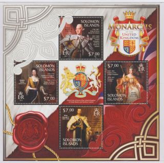 Solomon Islands Monarchs Of The United Kingdom 4v Stamp Sheet 2013 U/mint
