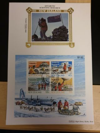 1985 Zealand First Day Cover " Antarctic Scientific Research " Silk Picture Bn