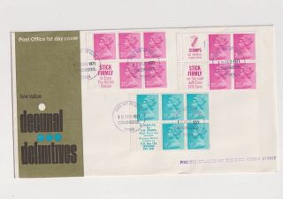 1971 Decimal Definitive 25p Booklet Fdc Postmarked Colchester Fdi Handstamp