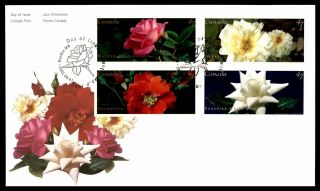Mayfairstamps Canada Fdc 2001 Set Of 4 Roses First Day Cover Wwb22591