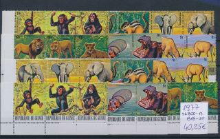 Gx03438 Guinea 1977 Animals Fauna Wildlife Strips Mnh Cv 40,  25 Eur