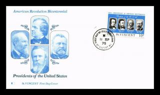 Dr Jim Stamps American Presidents Revolution Bicentennial Fdc St Vincent Cover
