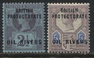 British Protectorate Oil Rivers Overprinted On Qv 2 1/2d & 5d O.  G.