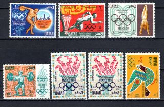 Qatar 1968 Mexico Olympic Games Complete Set Of Mnh Stamps Unmounted