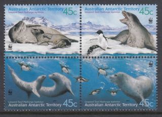 Aat 2001 Wwf Leopard Seals Setenant Block Of 4