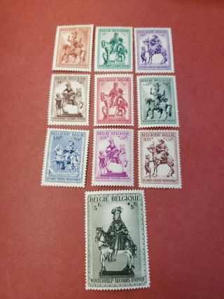1941 Belgium Semi - Postal Stamps Sc B305 - B314 (10) Set Mhog