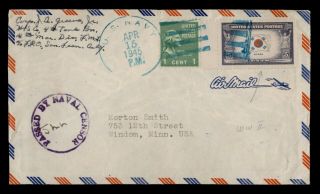 Dr Who 1945 Navy 4th Mar Div Airmail To Usa Wwii Censored Prexie E44741