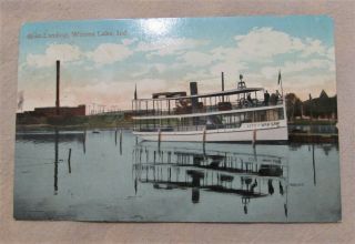 Vintage Winona Lake Warsaw Indiana Post Card 1900 Ben Franklin One 1 Cent Stamp